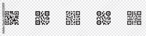 QR code icon. Qr code icon on transparent background. Vector illustration. 