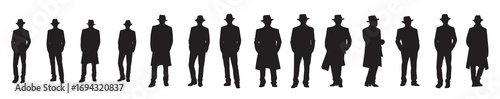 black silhouette group of man vector illustration