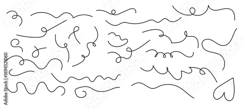 calligraphy wavy line elements set vector illustration