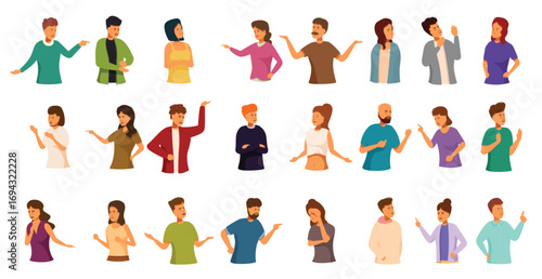 couples conflict icons set cartoon vector angry people vector illustration