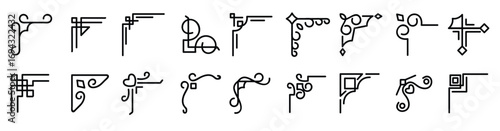 corner border collection elements icons set vector