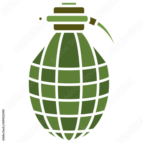 Flat Design Green Hand Grenade Weapon Danger War Object Isolated
