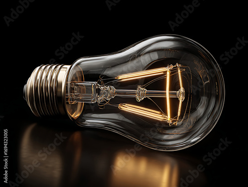 light bulb on black background