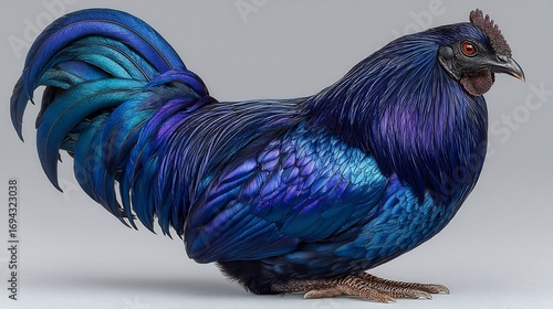 Majestic Blue Rooster: A Vibrant Portrait