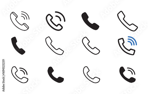 Phone Call Icons for Communication and Mobile Devices