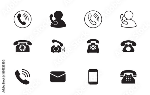 Communication and Phone Icon Set for Digital and Telecommunication Contexts