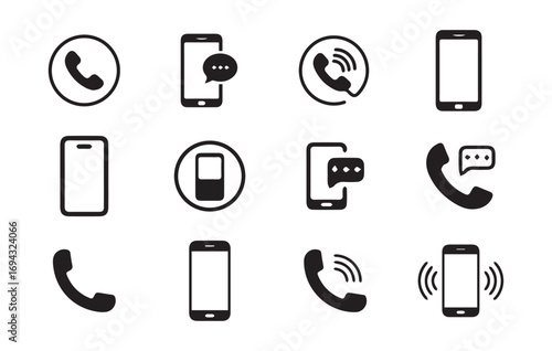 Phone and Communication Icon Set for Digital Devices