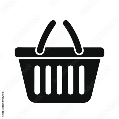 Blue shopping basket icon vector illustration for store market or e commerce design