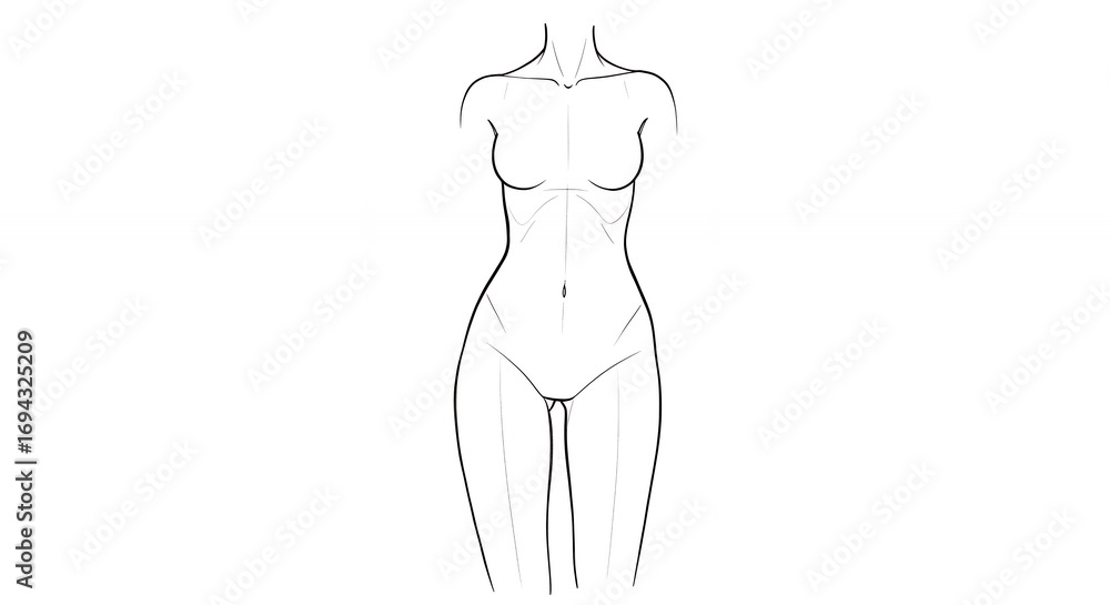 Fototapeta premium Human torso sketch illustration on white background for design and creative projects