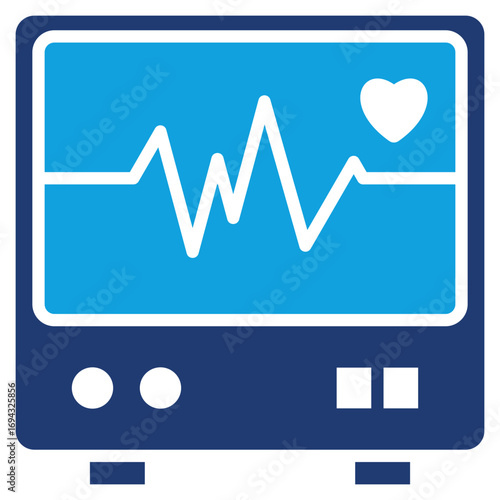 Health Tech Flat Blue Icon