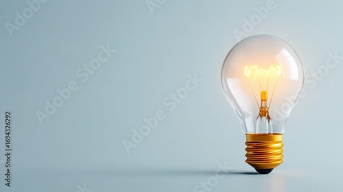 Bright Idea Concept with Illuminated Light Bulb on Gray Background