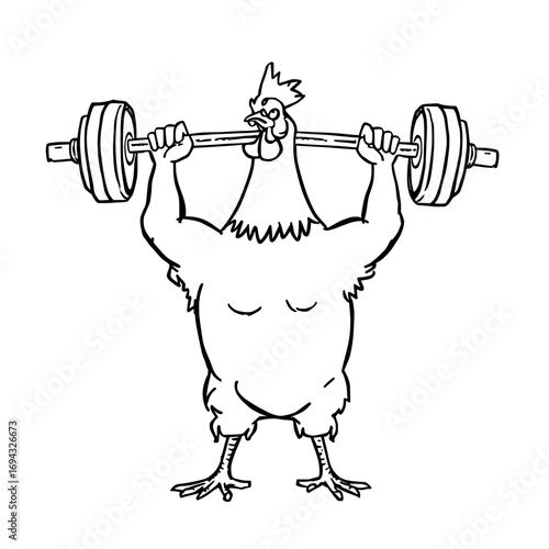 Chicken Weightlifting Strong Outline Illustration