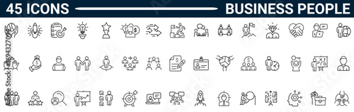 Icon set Business People in line style with editable stroke. Linear icon collection. Vector illustration.
