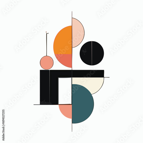 An orange cartoon illustration of a basketball player dribbling the ball, a vector sport design icon