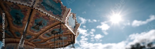 Carousel roof shining under summer sun with blue sky