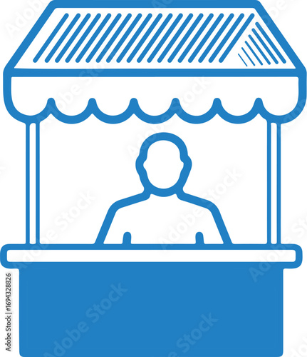 Vector art of stall with vendor