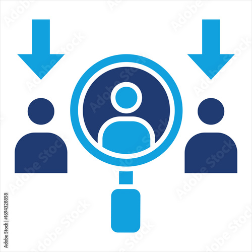 Recruitment Resources Flat Blue Icon Vector Illustration