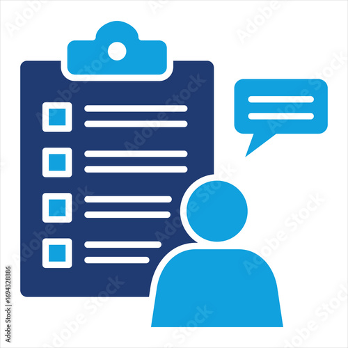 Employee Evaluation Flat Blue Icon Vector Illustration