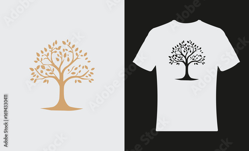 T-shirt mockup tree logo design template