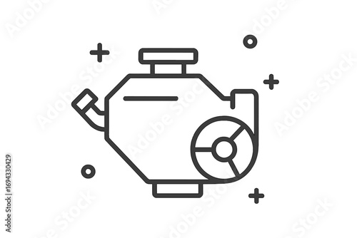 Simple line icon of a car engine or motor block for automotive repair shops, vehicle service centers, and transportation concepts