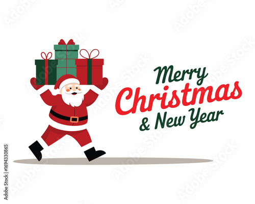 Santa's Festive Delivery: Santa Claus cheerfully delivers Christmas presents, embodying the spirit of joy, generosity, and the magic of the holiday season.