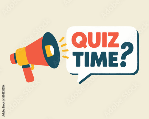 Quiz Time: A vibrant illustration captures the essence of a quiz, with a megaphone and speech bubble. Invite your audience to join in the fun.