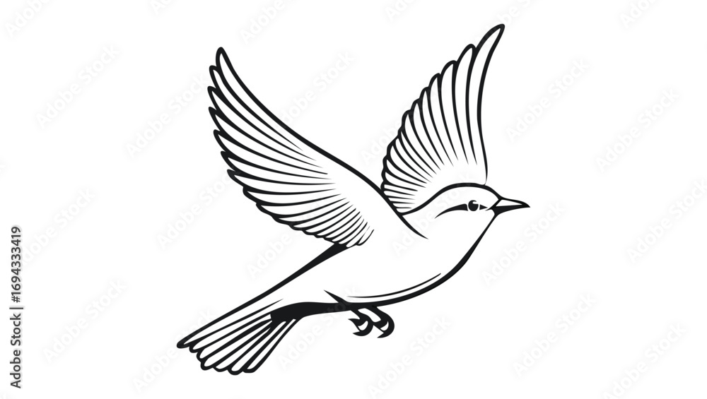 Fototapeta premium Illustration of a bird in flight with wings spread