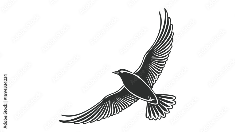 Obraz premium Majestic Bird in Flight A Black and White Illustration