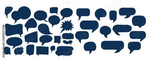 Set of speech bubbles. Speak bubble text, cartoon chatting box, message box. Blank empty speech bubbles