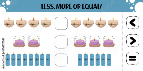 Candle Comparison Worksheet – Less, More or Equal
