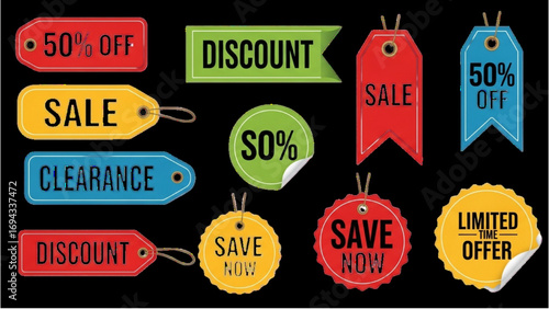 Discount Tags Vector Set | Sale Labels, Price Stickers and Special Offer Badges