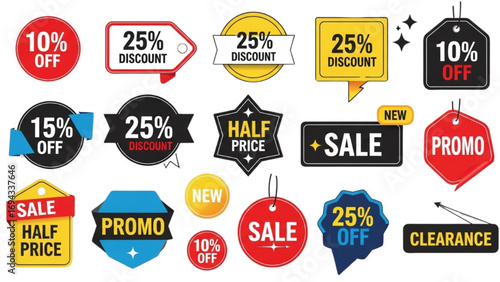 Discount Tags Vector Set | Sale Labels, Price Stickers and Special Offer Badges