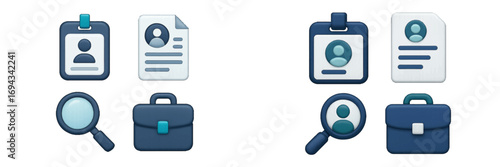 Modern professional identity, job search, and business career symbols for employment and recruitment