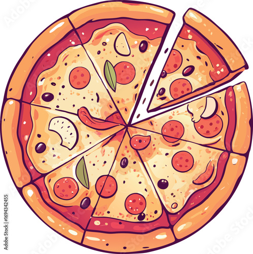  pizza vector flat on minimalistic  on eps vector