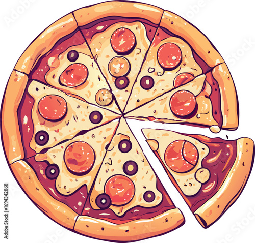 3d pizza vector flat on minimalistic eps