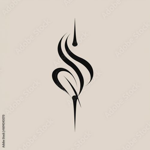 Abstract Black Tribal Flame Symbol 