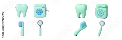 Comprehensive oral care essentials for maintaining healthy teeth, featuring a toothbrush, dental floss, and dental mirror