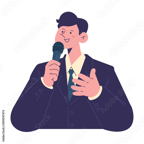 Man Giving a Speech with Microphone