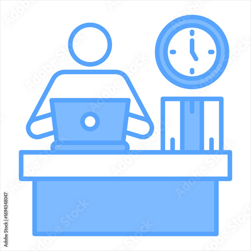 Office Secretary Blue Icon Vector Illustration