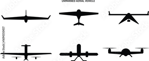 Unmanned aerial vehicle, drone silhouette, UAV design, military drone, surveillance aircraft, aviation technology, reconnaissance, aerial patrol, security monitoring
