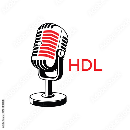 HDL Microphone Company logo. HDL Retro Mic logo design for entrepreneur and business. HDL Entertainment Branding best icon.
