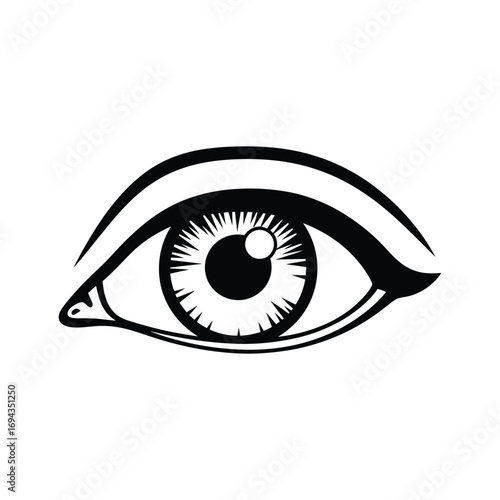 Stylized Human Eye Icon – Black and White Vector Symbol of Vision and Awareness