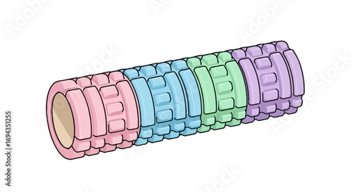 Colorful textured massage roller for physical therapy or self-care.