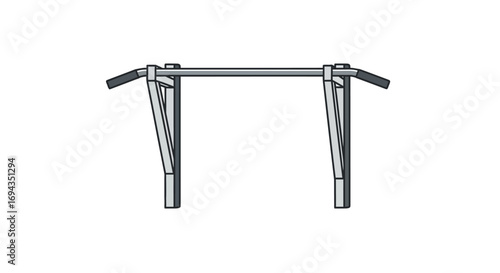 A silver metal pull-up bar is mounted on a white background, ready for exercise.