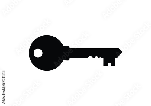 Key Icon – Minimalist Vector Silhouette of Security, Access, and Lock Mechanism