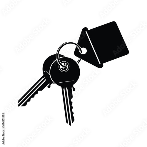 Keyring Icon – Minimalist Vector Silhouette of Keys and Tag for Security, Access, and Lock Concepts