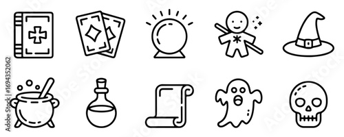 magic icon set mystical occult vector illustration collection
