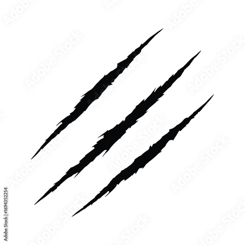 Claw Marks Icon – Wild Scratch Silhouette in Bold Vector Style for Aggression, Power, and Animal Themes