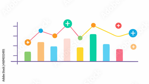 Data Graphs Colorful line graphs showing patient health trends over time with clear labels for each axis indicating metrics like weight change and medication adherence.