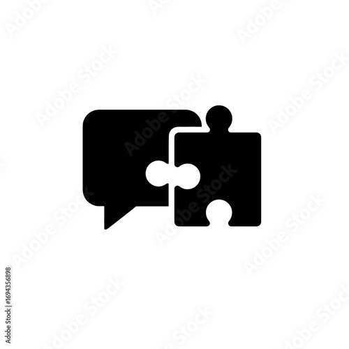 Abstract icon depicting the connection between communication and problem-solving, symbolizing discussion, solutions, and collaborative teamwork